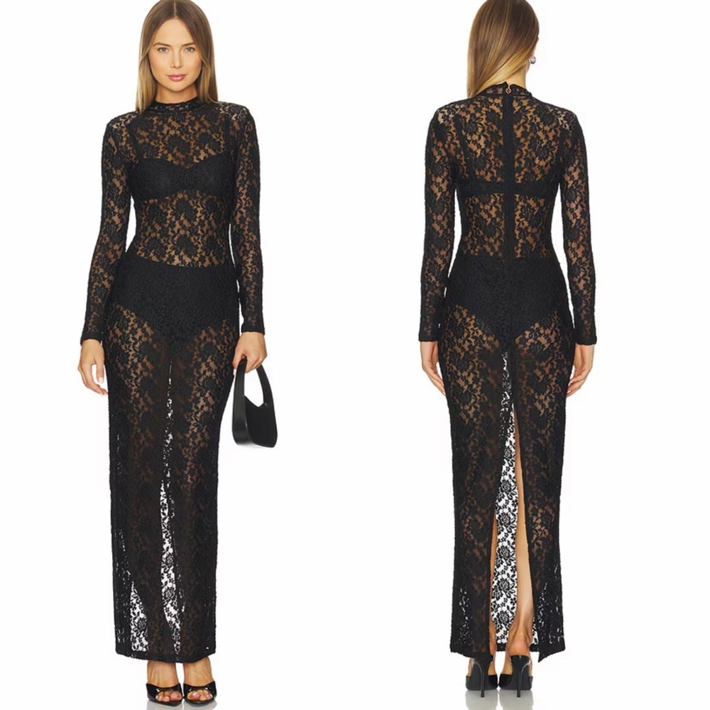 Nookie Roxana Long Sleeve Gown in Black